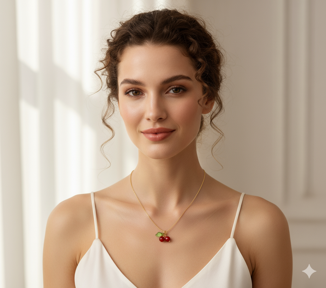 Cute Cherry Charm Necklace