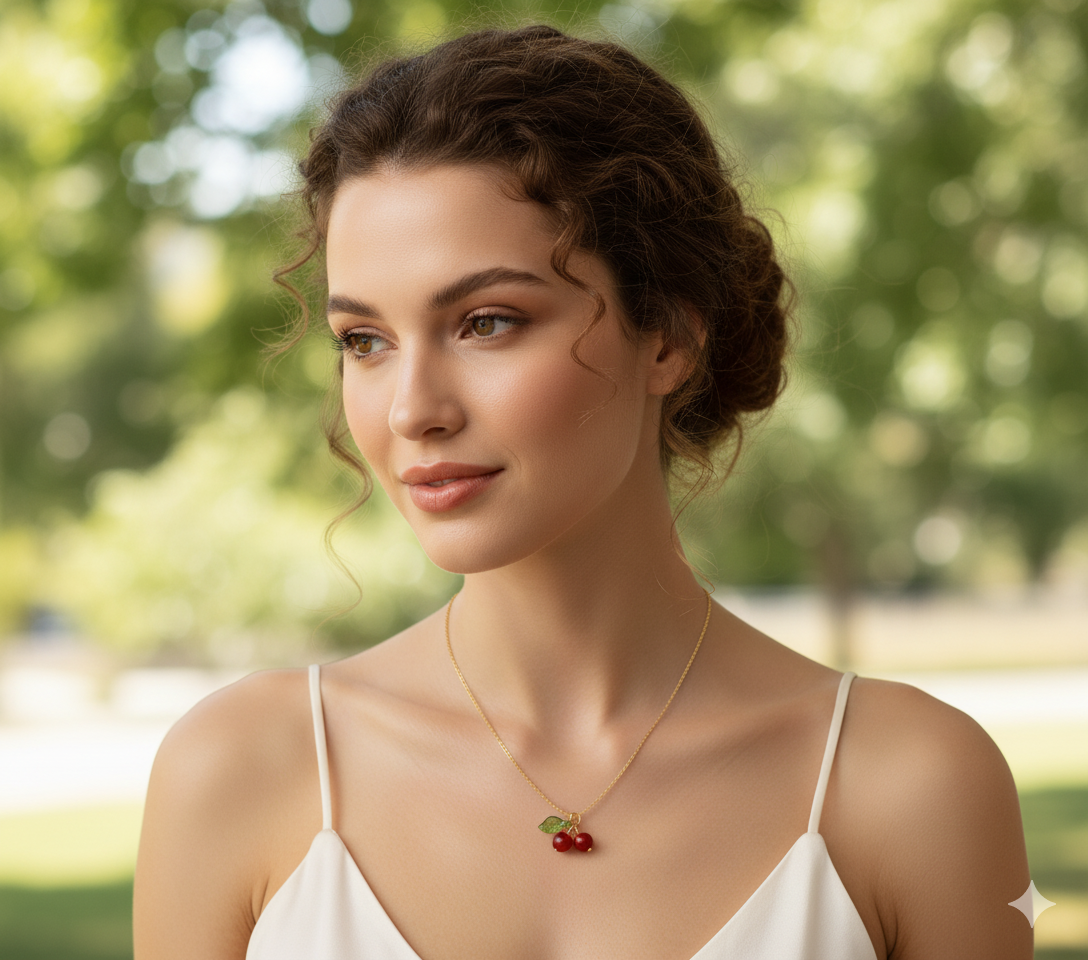 Cute Cherry Charm Necklace
